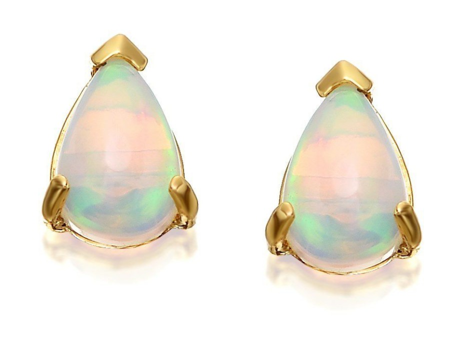 New * 9Ct Gold Pear Shaped Opal Stud Earrings 6Mm G0440 Best Guaranteed