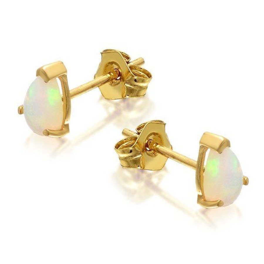 New * 9Ct Gold Pear Shaped Opal Stud Earrings 6Mm G0440 Best Guaranteed