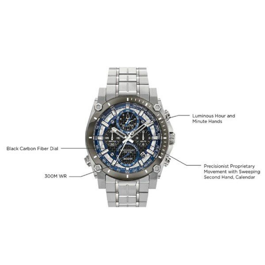 New * Bulova 98B316 Precisionist Stainless Steel Chronograph Bracelet Watch W09142 Large Choice