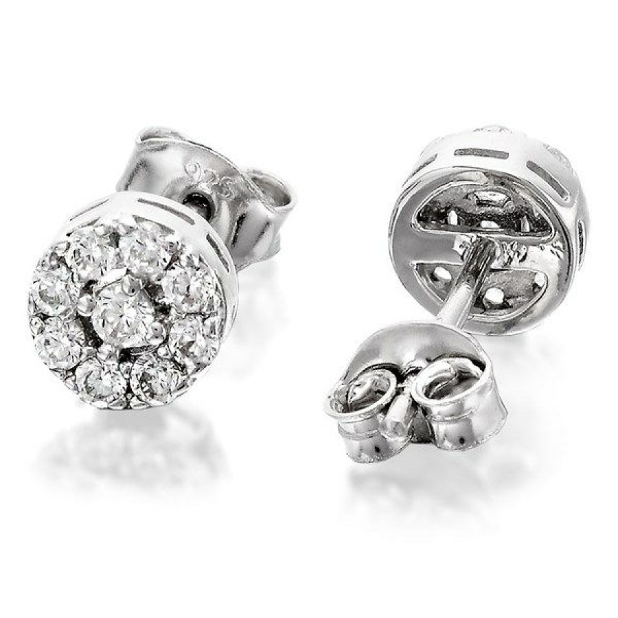 Best * Briolette Silver Cubic Zirconia Flower Earrings J7714 Popular