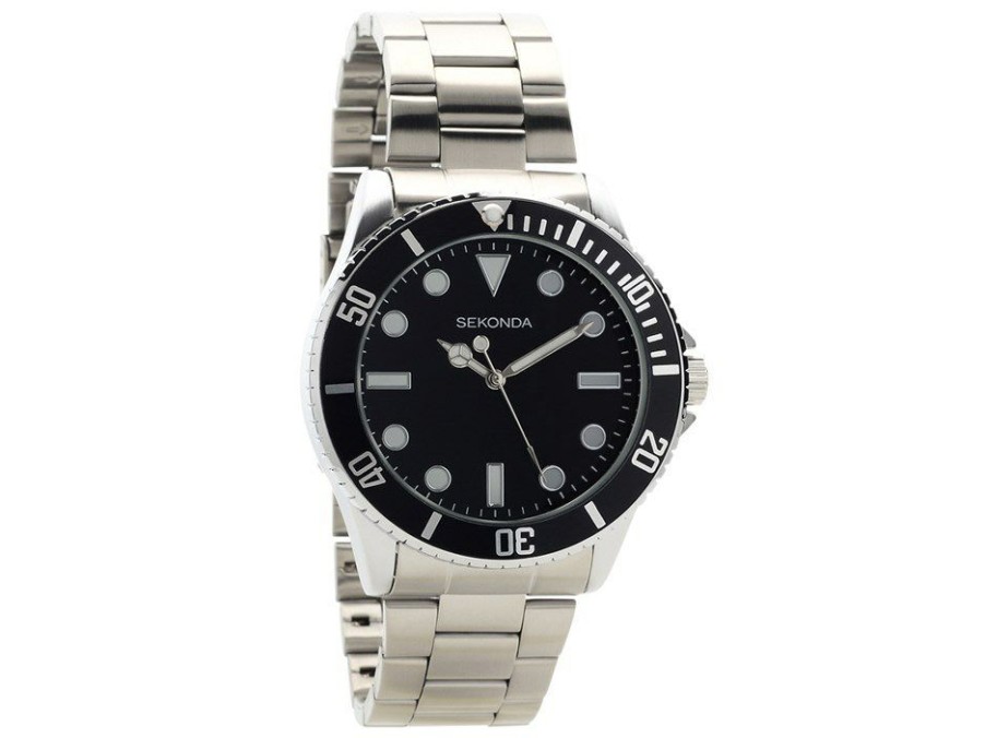 New * Sekonda 1501 Stainless Steel Black Dial Bracelet Watch W31137 100% Guarantee