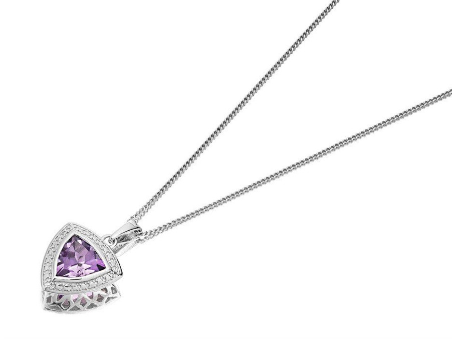 New * My Diamonds Silver Amethyst And Diamond Necklace D99113 Limit Offer