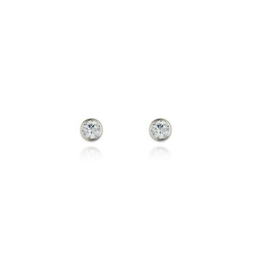 Online * Cachet Hatsu Silver Tone Cubic Zirconia Stud Earrings J7470 Limit Offer