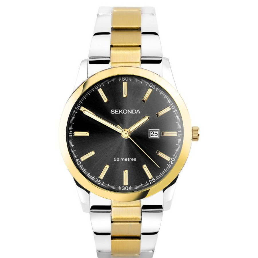 Wholesale * Sekonda 30049 Two Tone Black Dial Bracelet Watch W31295 Best Price