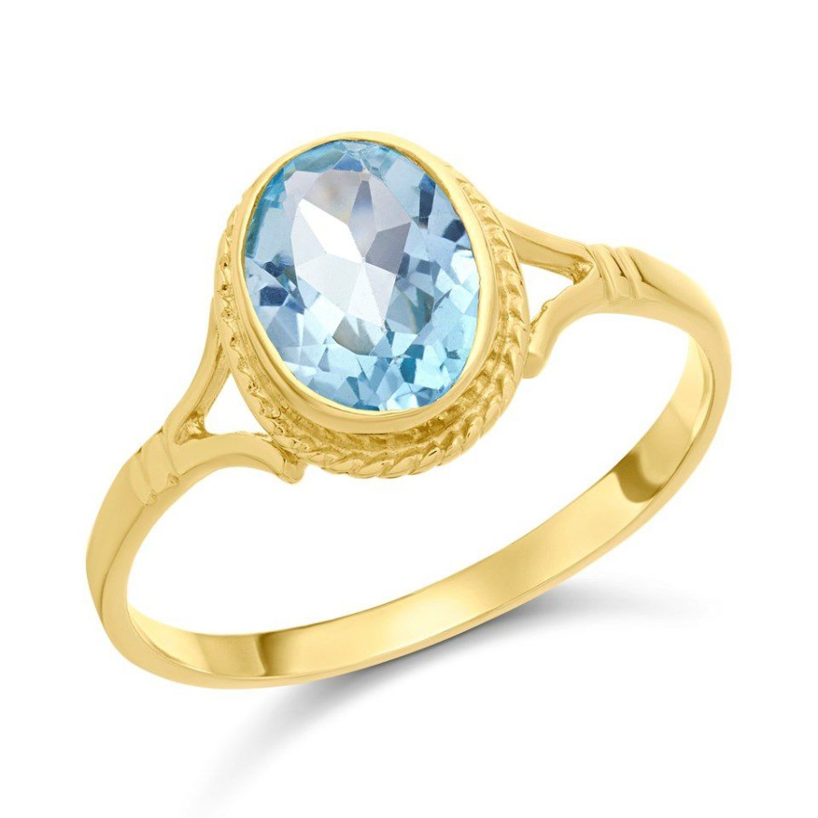 Hot * 9Ct Gold Oval Blue Topaz Ring R0967 Reasonable Price