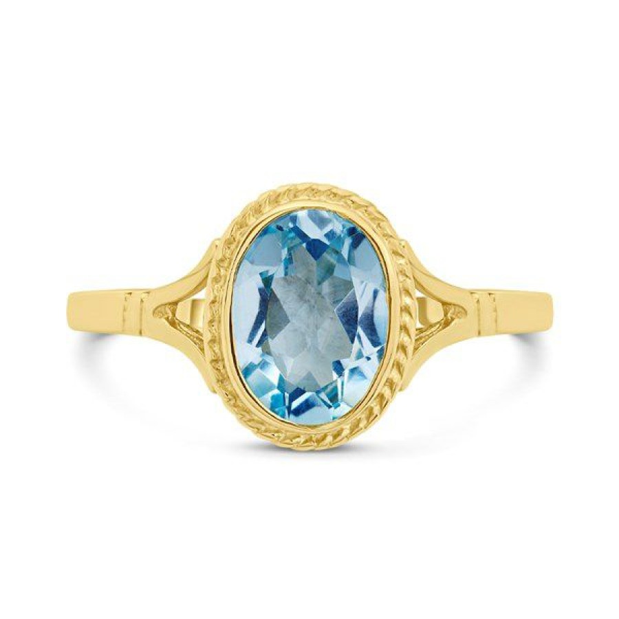 Hot * 9Ct Gold Oval Blue Topaz Ring R0967 Reasonable Price