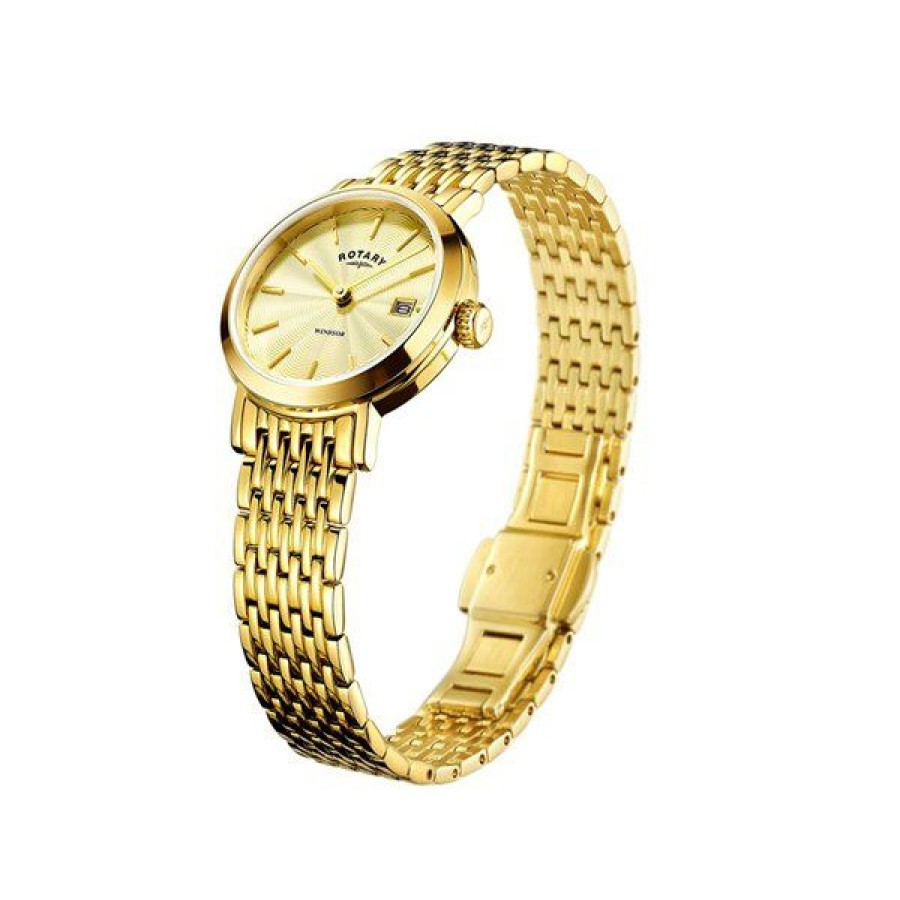 Online * Rotary Lb05303/03 Windsor Gold Plated Bracelet Watch W6383 Exactly Discount