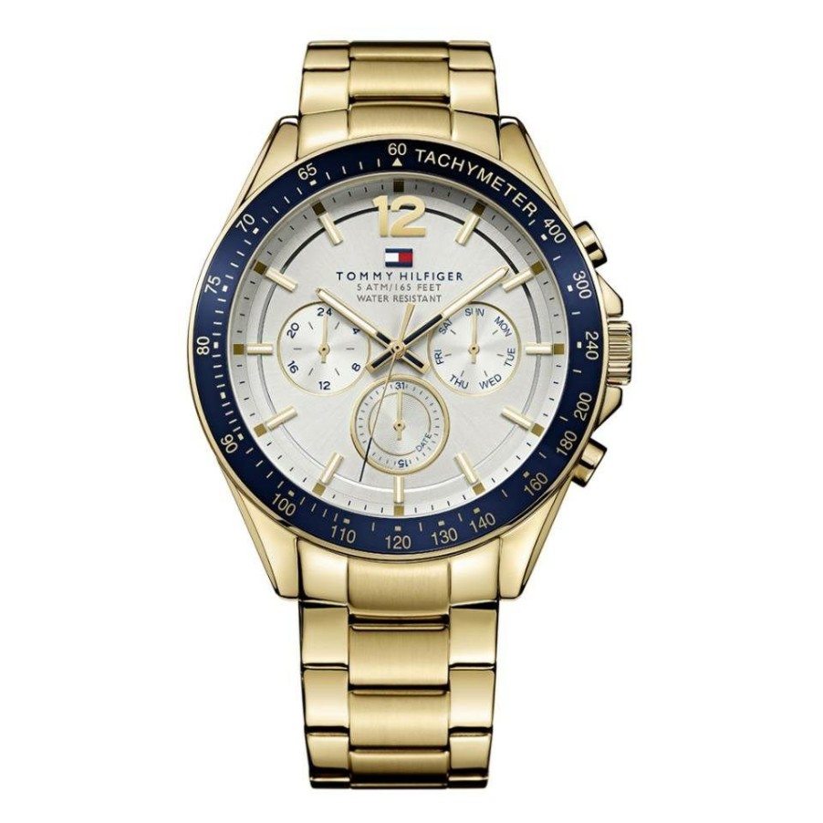 Hot * Tommy Hilfiger 51791121 Luke Gold Plated Chronograph Bracelet Watch W9564 Discount Online