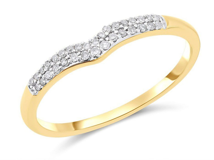 Hot * 9Ct Gold Diamond Wishbone Ring 10Pts Z50895 Reasonable Price