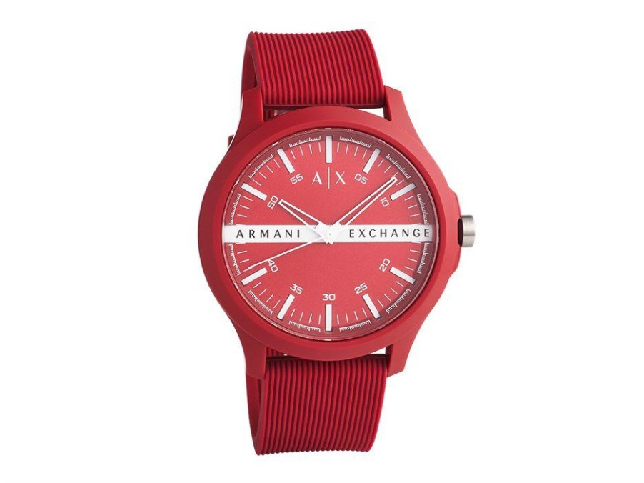 Best * Armani Exchange Ax2422 Red Silicone Strap Watch W65239 Official