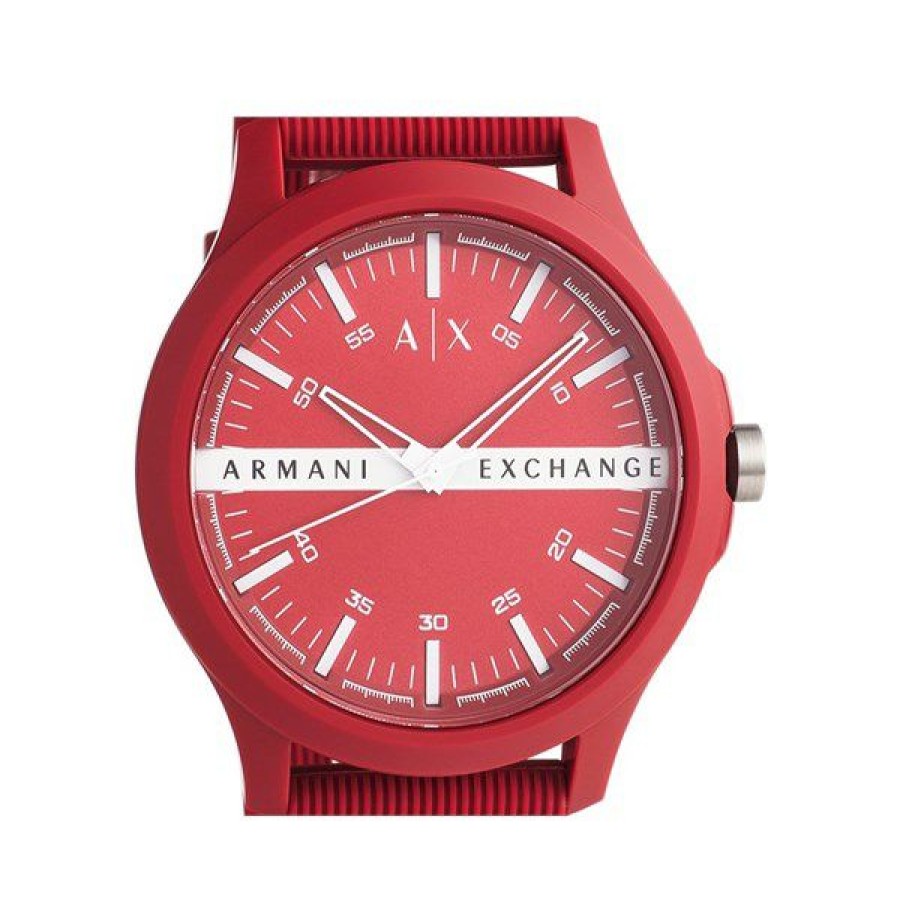 Best * Armani Exchange Ax2422 Red Silicone Strap Watch W65239 Official