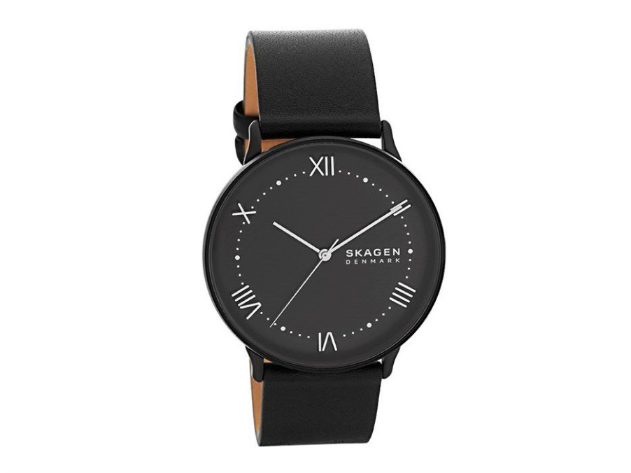 Wholesale * Skagen Skw6623 Black Ip Black Leather Strap Watch W06264 With Discount