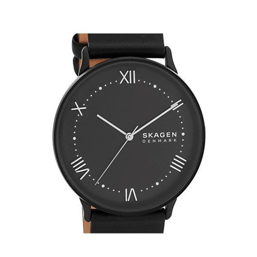 Wholesale * Skagen Skw6623 Black Ip Black Leather Strap Watch W06264 With Discount