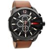 Best * Diesel Dz4343 Mega Chief Black Ip Brown Leather Strap Watch W1185 Cheap