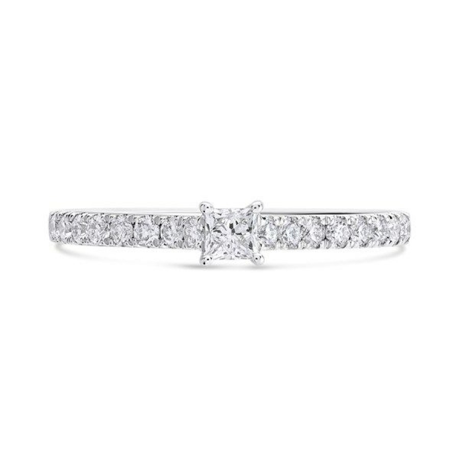 Clearance * Platinum Princess Cut Diamond Engagement Ring 1/3Ct Agi Certificated D08119 Limit Offer