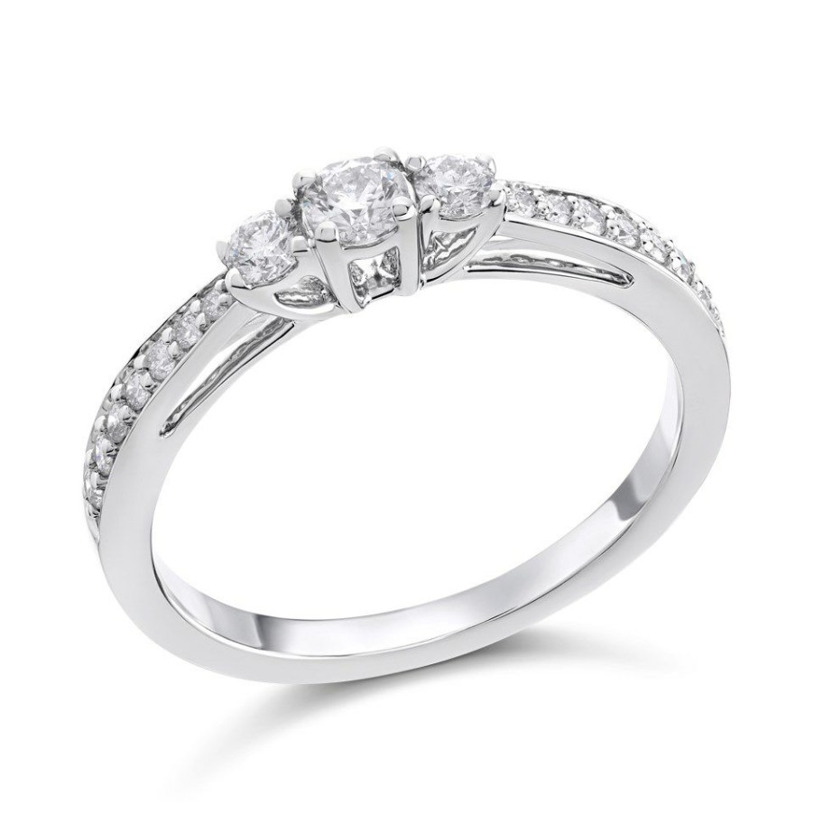 Clearance * Platinum Diamond Trilogy Ring 1/3Ct Agi Certificated D08123 Limit Offer