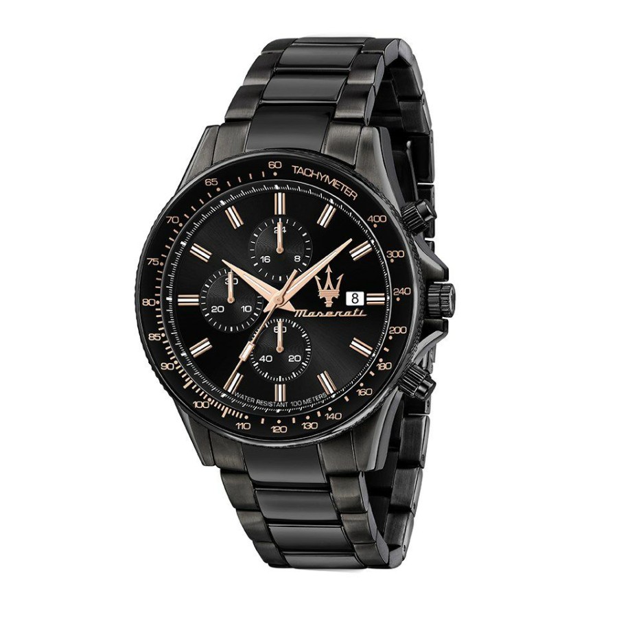 Online * Maserati R8873640011 Sfida Chronograph Black Ip Bracelet Watch W81136 Reliable Quality