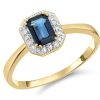 Best * 9Ct Gold Sapphire And Diamond Cluster Ring D6714 Reliable Quality