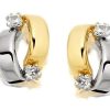 Wholesale * 9Ct Gold Two Colour Cubic Zirconia Stud Earrings 10Mm G2783 Limited Edition