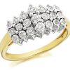 Hot * 9Ct Gold Diamond Three Row Band Ring 10Pts D9211 Limit Offer