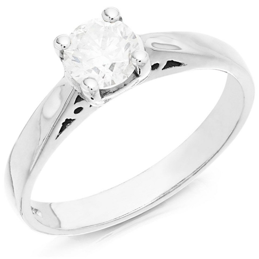 Hot * 18Ct White Gold Diamond Solitaire Engagement Ring 75Pts G/I2 H07154 Cheap