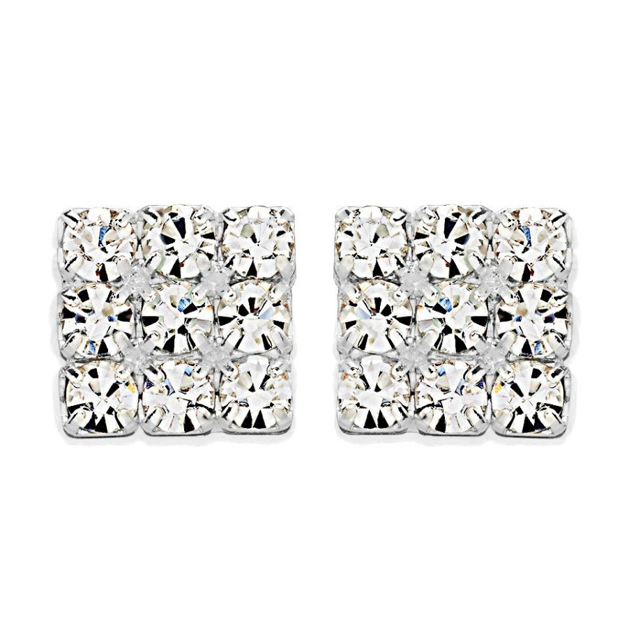 Wholesale * Diamante Square Earrings J5220 Excellent