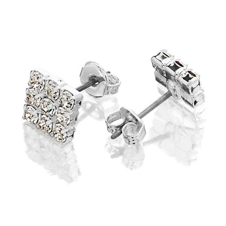 Wholesale * Diamante Square Earrings J5220 Excellent