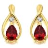 Online * 9Ct Gold Diamond And Garnet Stud Earrings G0678 Limited Edition