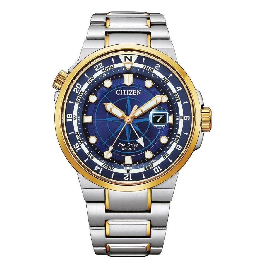 Hot * Citizen Bj7144-52L Promaster Gmt Eco-Drive Two Tone Bracelet Watch W38234 Best Guaranteed