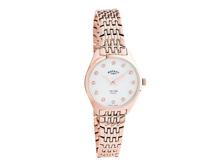 Clearance * Rotary Ultra Slim Lb08014/41/D Diamond Rose Tone Bracelet Watch W64101 Best Guaranteed