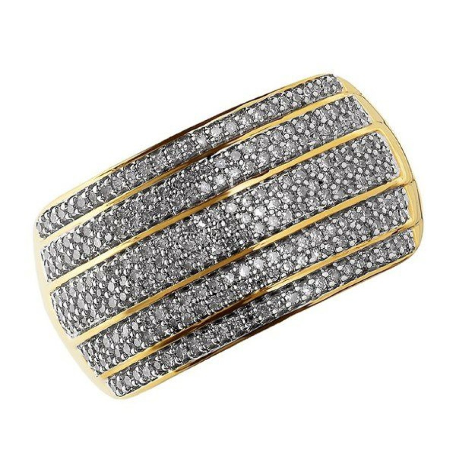 New * 9Ct Gold Five Row Diamond Band Ring 1/2Ct D9209 Closeout Sale