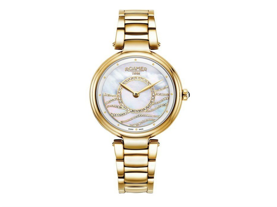 Wholesale * Roamer 600857 48 15 50 Lady Mermaid Gold Plated Bracelet Watch W60173 Reasonable Price