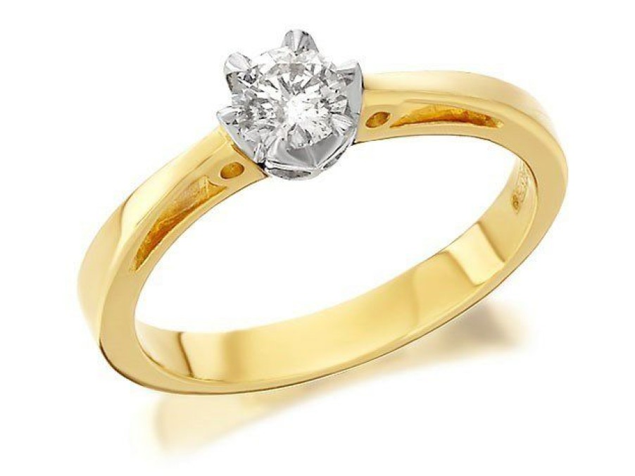 Best * 9Ct Gold Diamond Solitaire Ring 1/3Ct D5030 Excellent