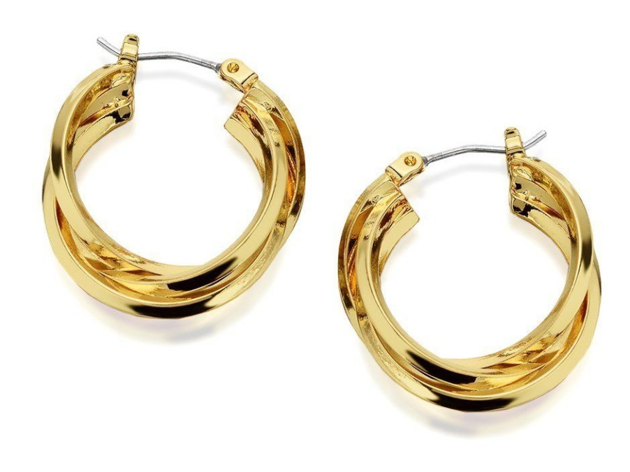 Clearance * Anne Klein Gold Tone Triple Layered Hoop Earrings J7887 Discount Online