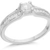 Best * 9Ct White Gold Solitaire And Channel Set Diamond Ring 1/2Ct D6613 Reasonable Price