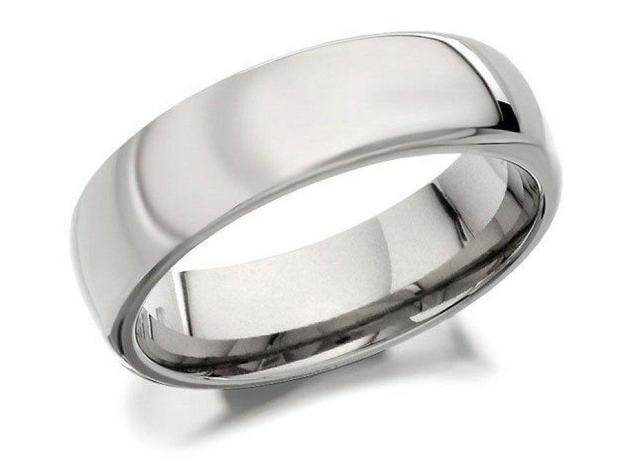 Clearance * Titanium Polished Finish Band Ring 7Mm J1002 Cheap