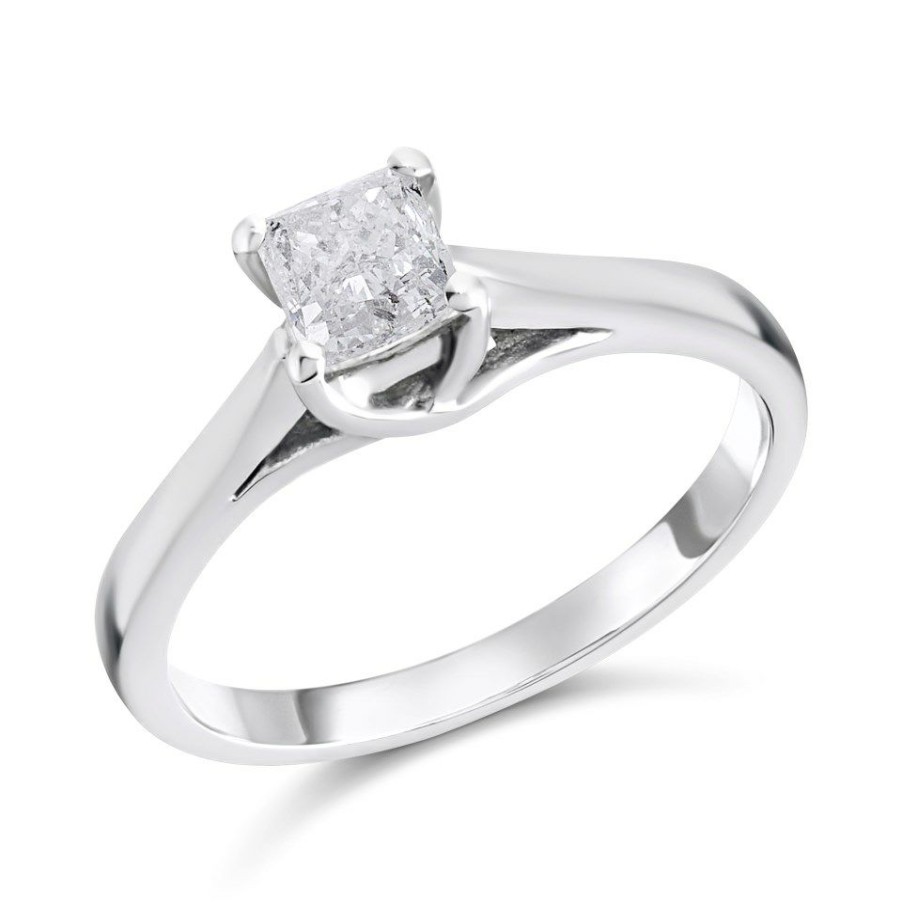 Clearance * 18Ct White Gold Diamond Solitaire Engagement Ring 71Pts I/I1 H07341 Best Guaranteed