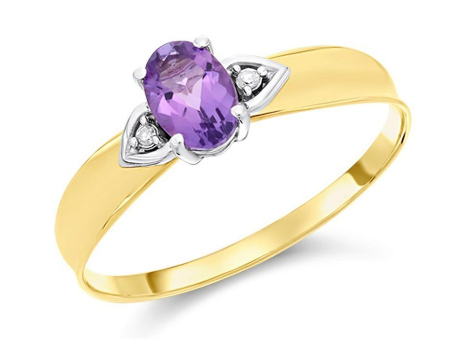 Hot * 9Ct Gold Amethyst And Diamond Ring R0958 Large Choice