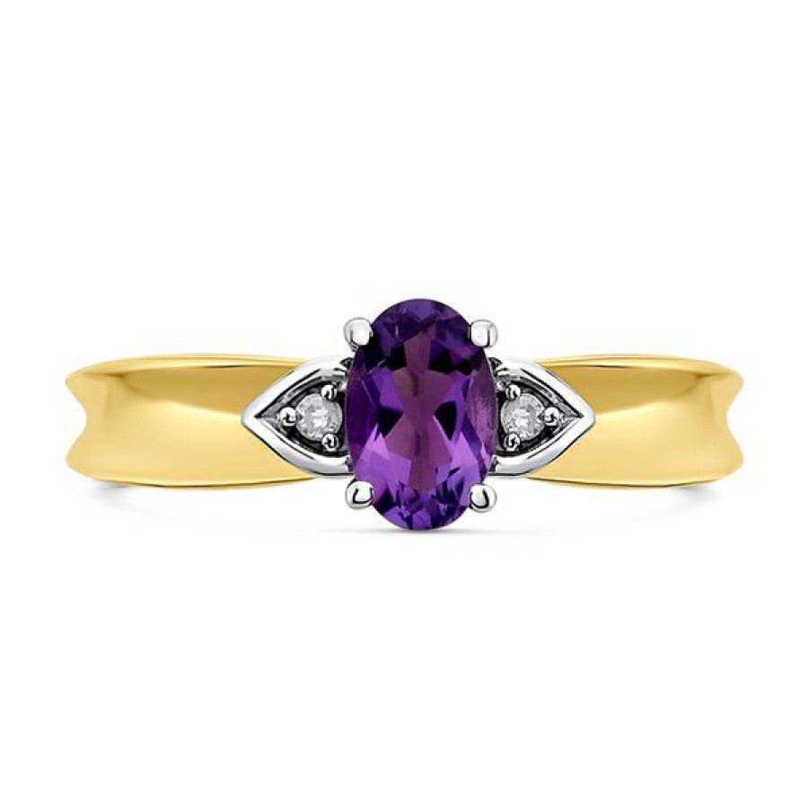 Hot * 9Ct Gold Amethyst And Diamond Ring R0958 Large Choice