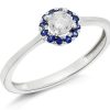 Online * 9Ct White Gold Sapphire And Diamond Cluster Ring 20Pts D6671 100% Guarantee