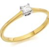 Online * 9Ct Gold Princess Cut Diamond Solitaire Ring 15Pts Agi Certificated D5012 Official