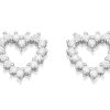 Clearance * Briolette Silver Cubic Zirconia Heart Stud Earrings J77133 Discount Online