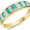 Best * 9Ct Gold Diamond And Emerald Band Ring Size V Only Z50961 Limited Edition