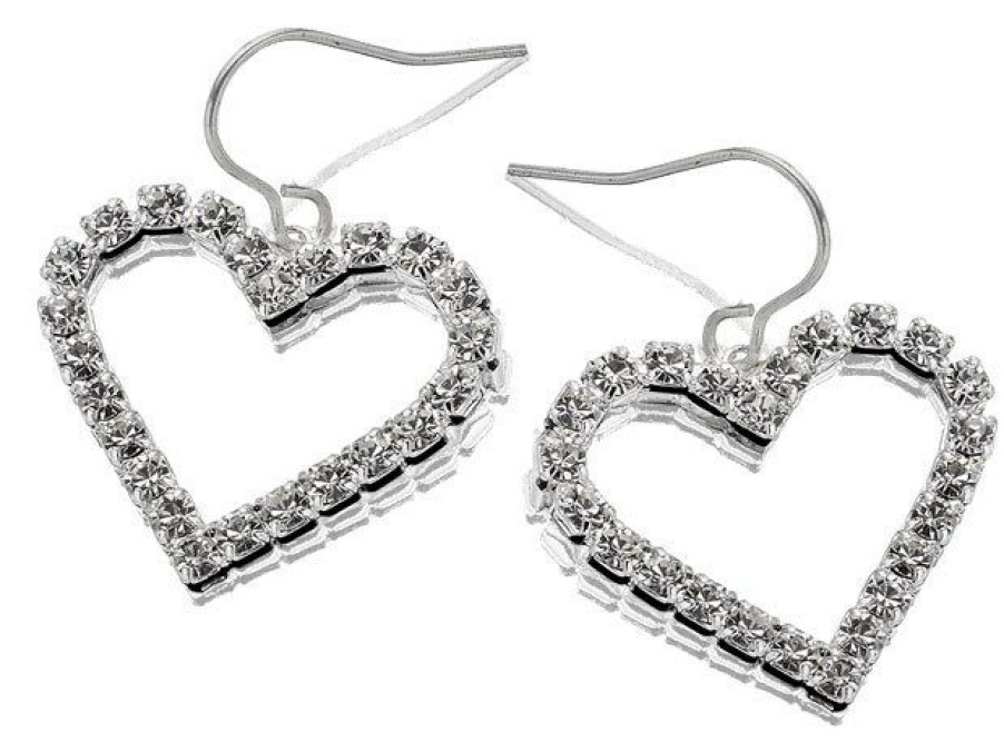 New * Diamante Heart Hook Wire Earrings J5120 Large Choice