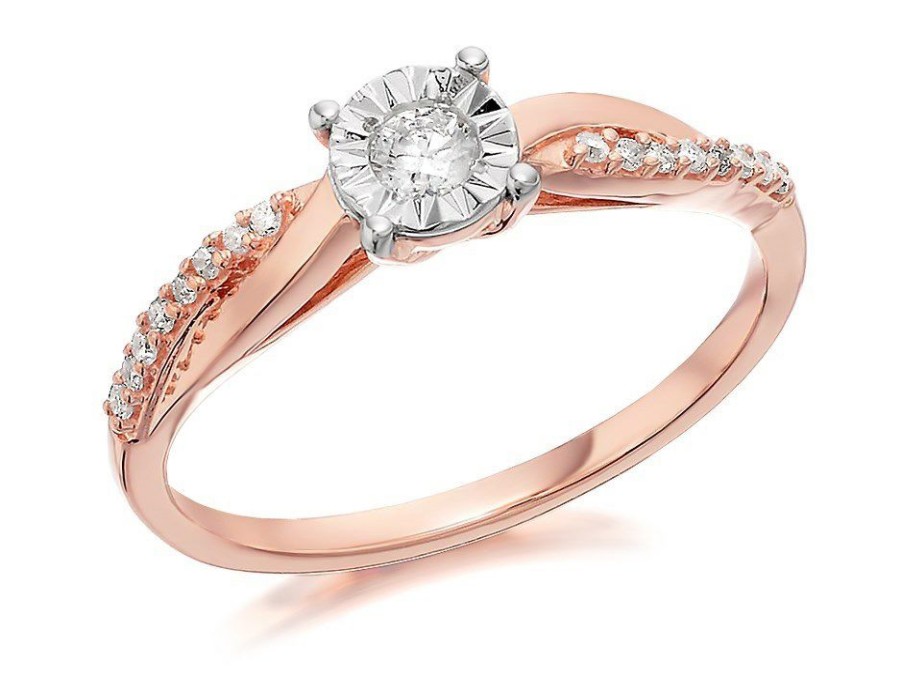 Clearance * 9Ct Rose Gold Diamond Ring 17Pts D7812 Closeout Sale