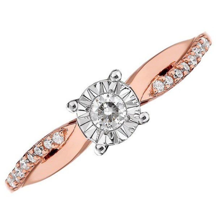 Clearance * 9Ct Rose Gold Diamond Ring 17Pts D7812 Closeout Sale