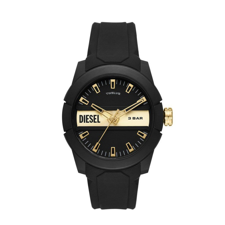 New * Diesel Dz1997 Double Up Black Resin Strap Watch W11248 Large Choice