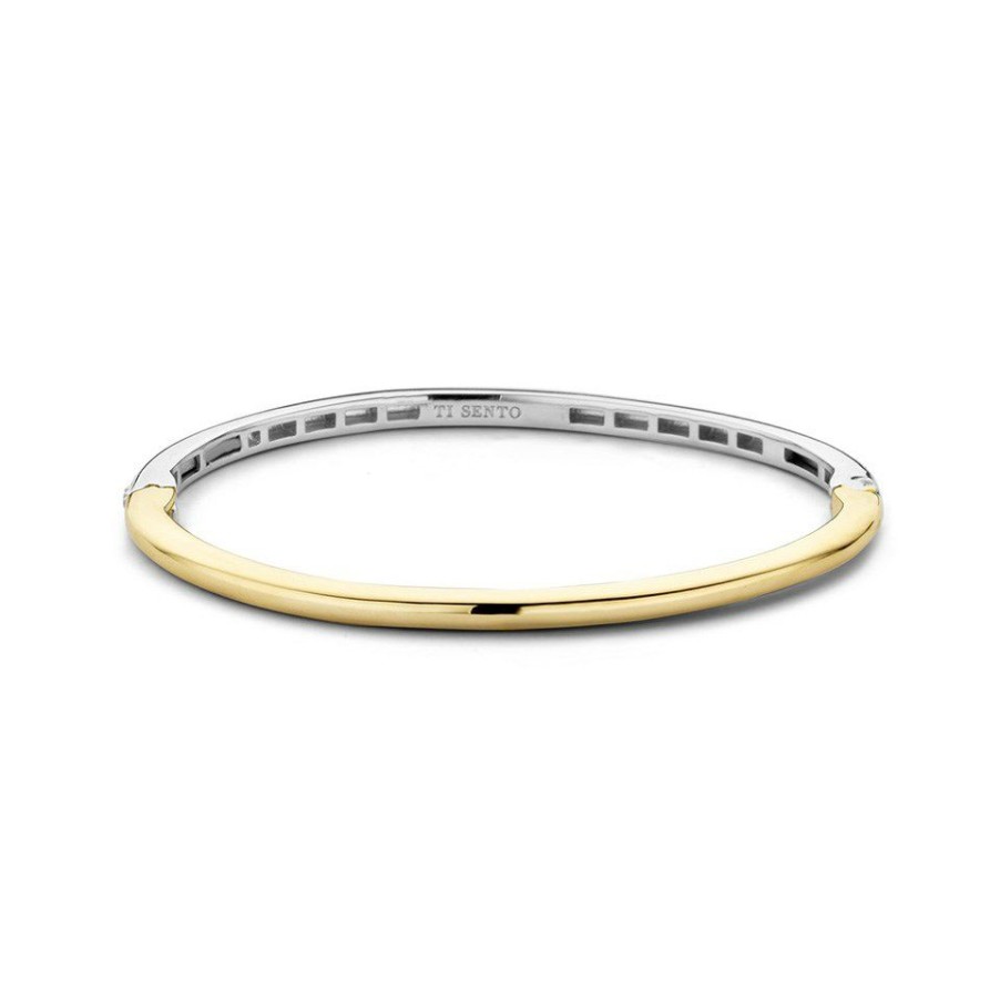 New * Ti Sento Gold Plated Silver Bangle F6909 Reasonable Price