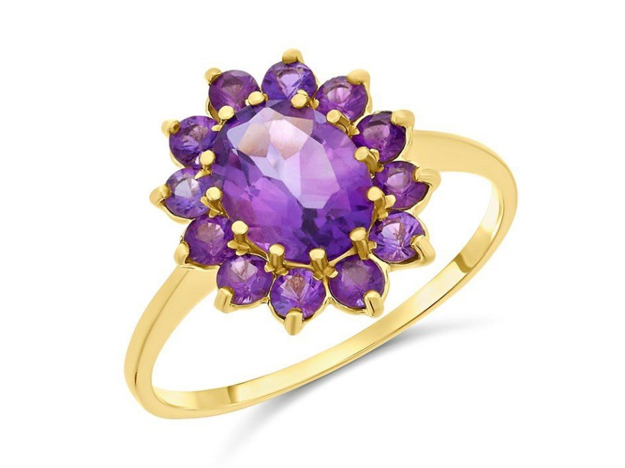 Wholesale * 9Ct Gold Amethyst Cluster Ring R0963 Excellent