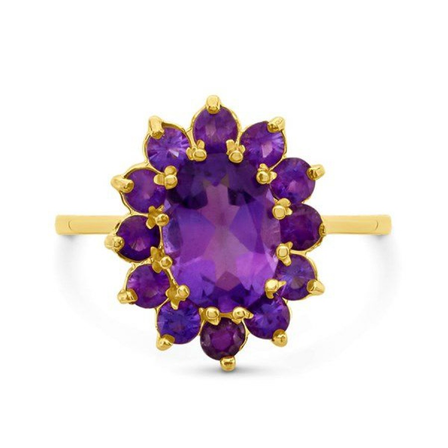 Wholesale * 9Ct Gold Amethyst Cluster Ring R0963 Excellent